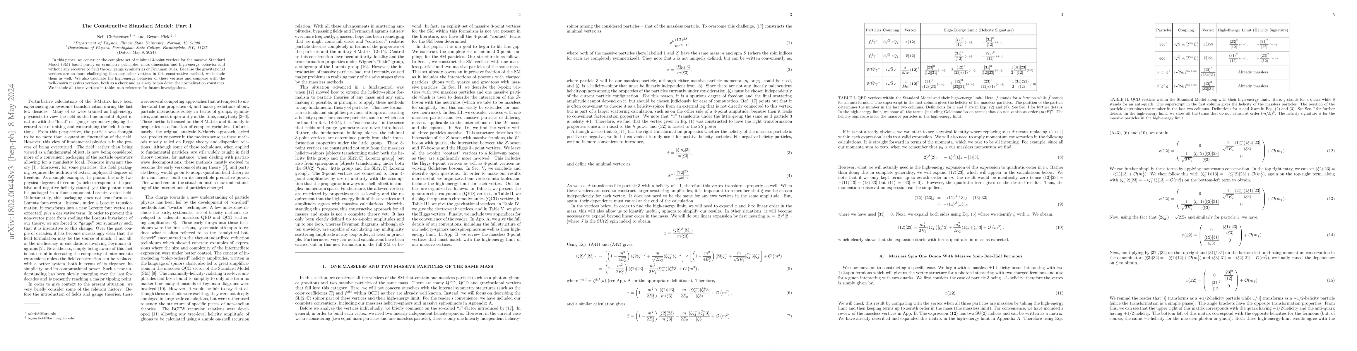 Thumbnail for The Constructive Standard Model: Part I