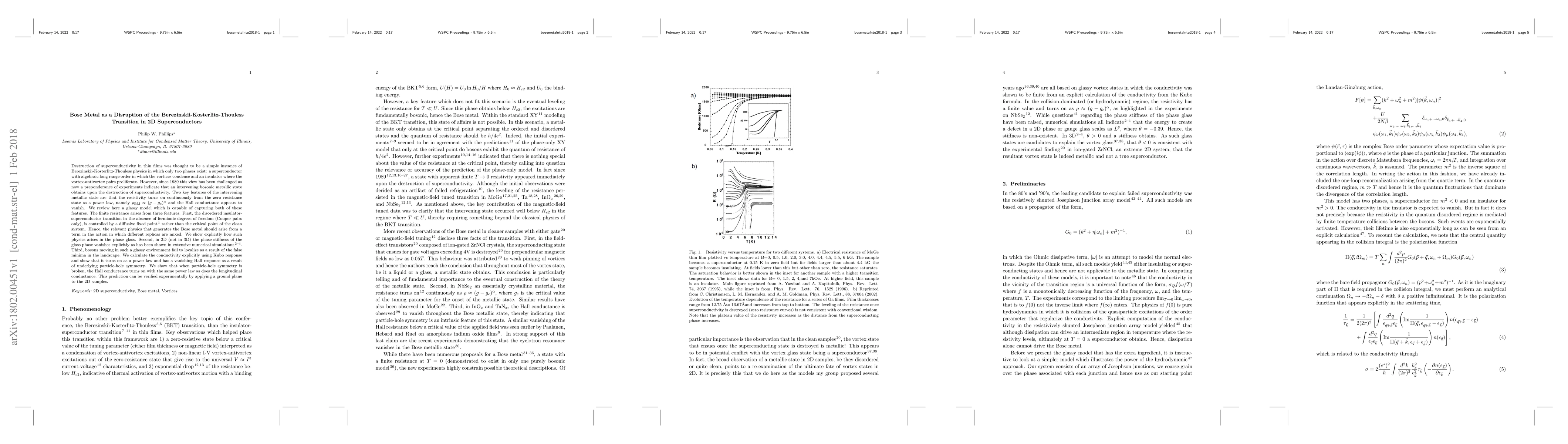 Thumbnail for Bose Metal as a Disruption of the Berezinskii-Kosterlitz-Thouless
  Transition in 2D Superconductors