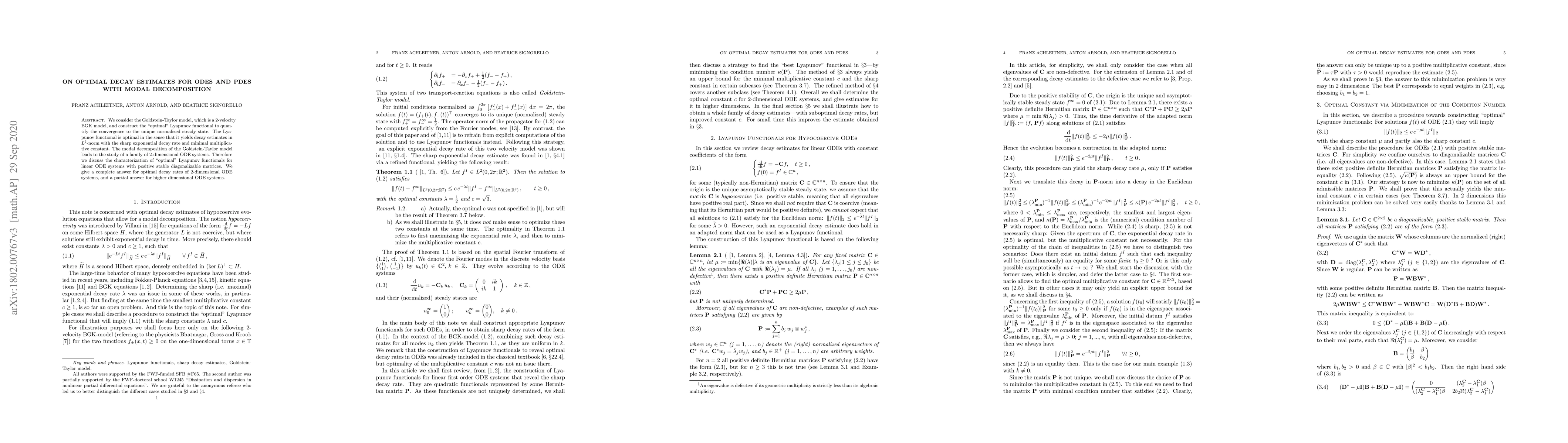 Thumbnail for On optimal decay estimates for ODEs and PDEs with modal decomposition