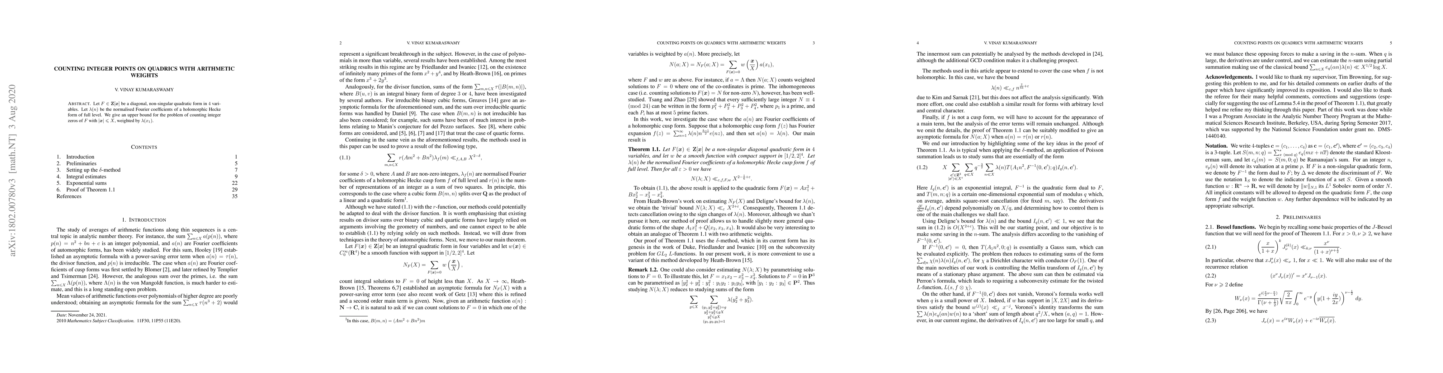 Thumbnail for Counting integer points on quadrics with arithmetic weights