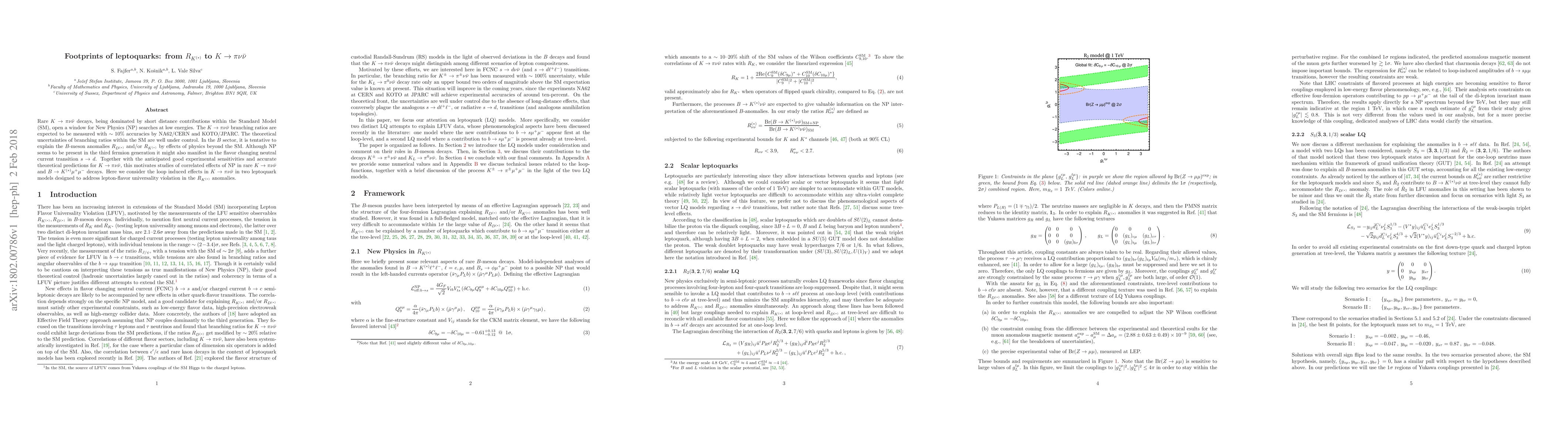 Thumbnail for Footprints of leptoquarks: from $ R_{K^{(*)}} $ to $ K \to \pi \nu
  \bar\nu $