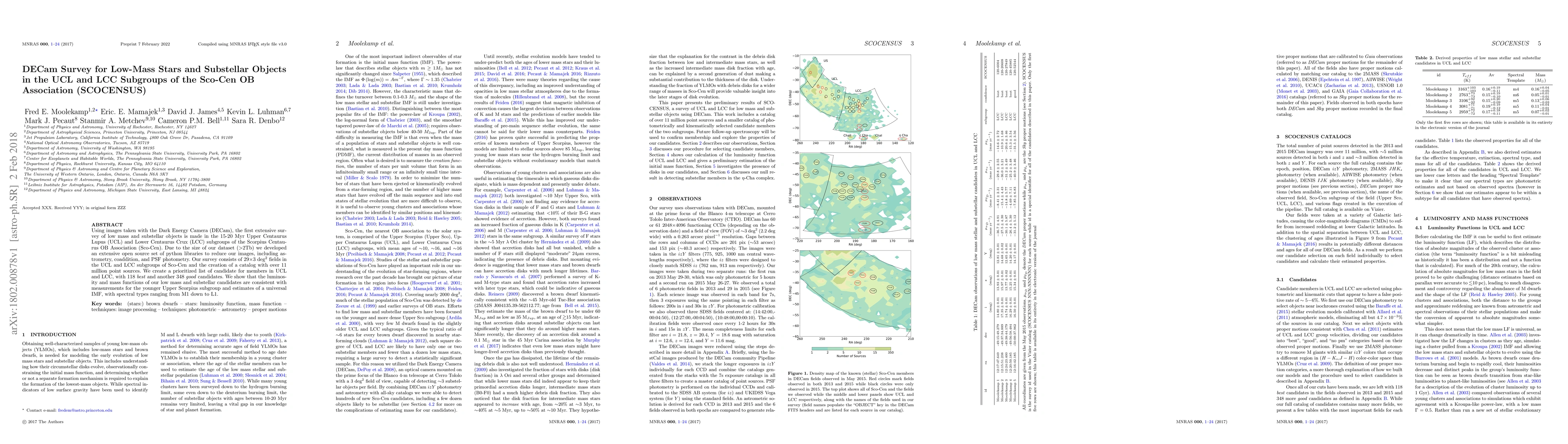 Thumbnail for DECam Survey for Low-Mass Stars and Substellar Objects in the UCL and
  LCC Subgroups of the Sco-Cen OB Association (SCOCENSUS)
