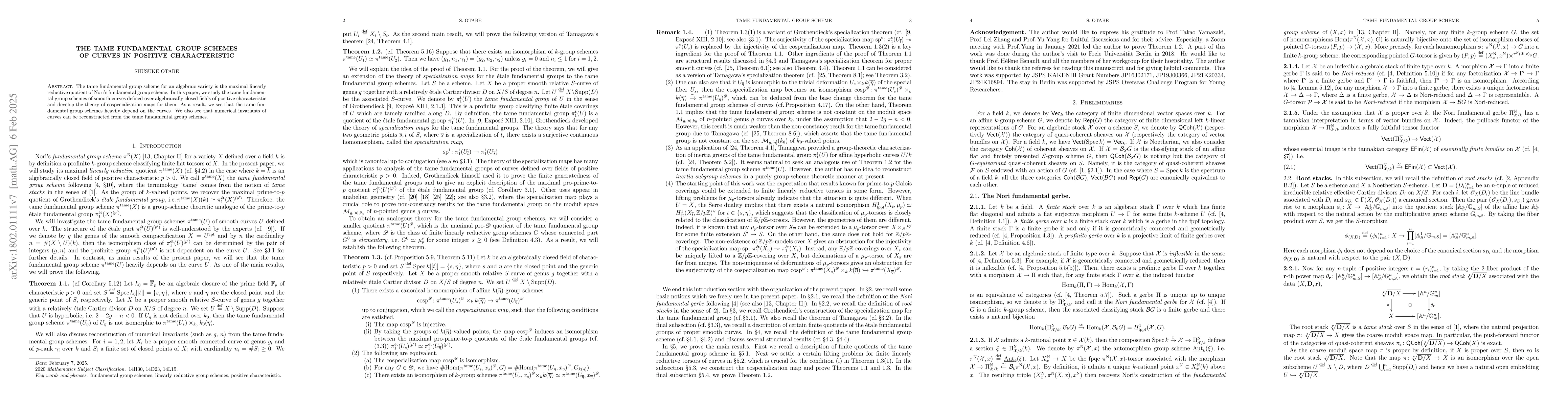 Thumbnail for The tame fundamental group schemes of curves in positive characteristic