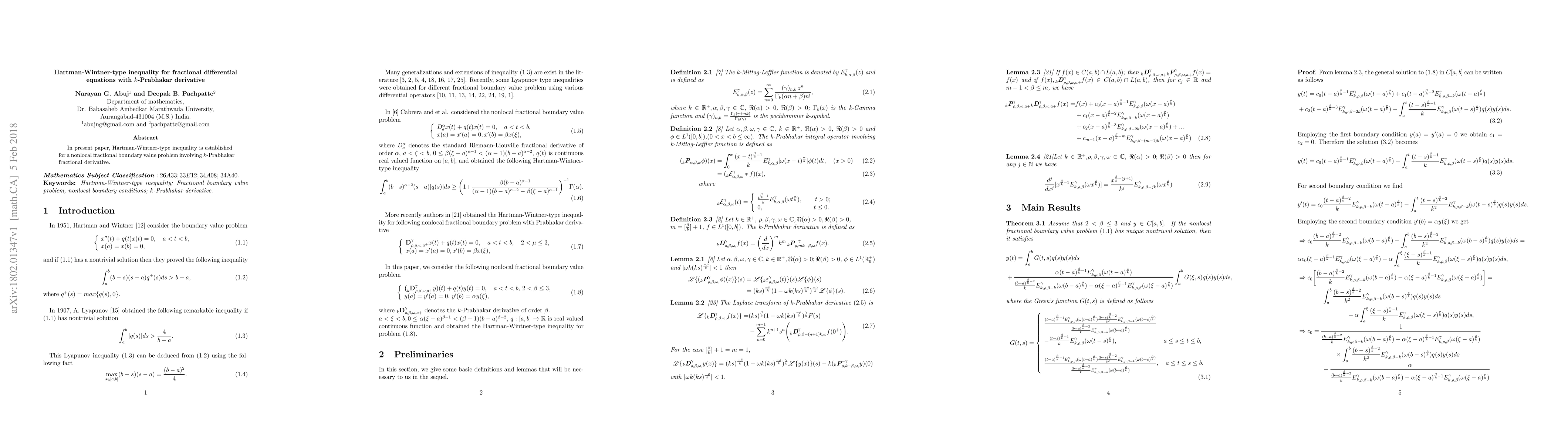 Thumbnail for Hartman-Wintner-type inequality for fractional differential equations
  with k-Prabhakar derivative