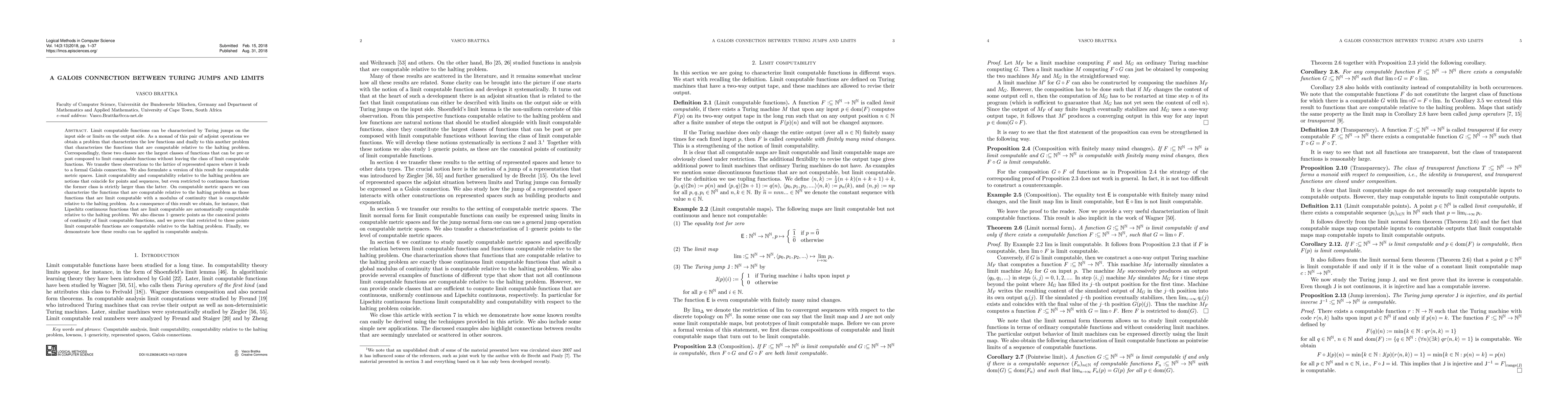 Thumbnail for A Galois connection between Turing jumps and limits