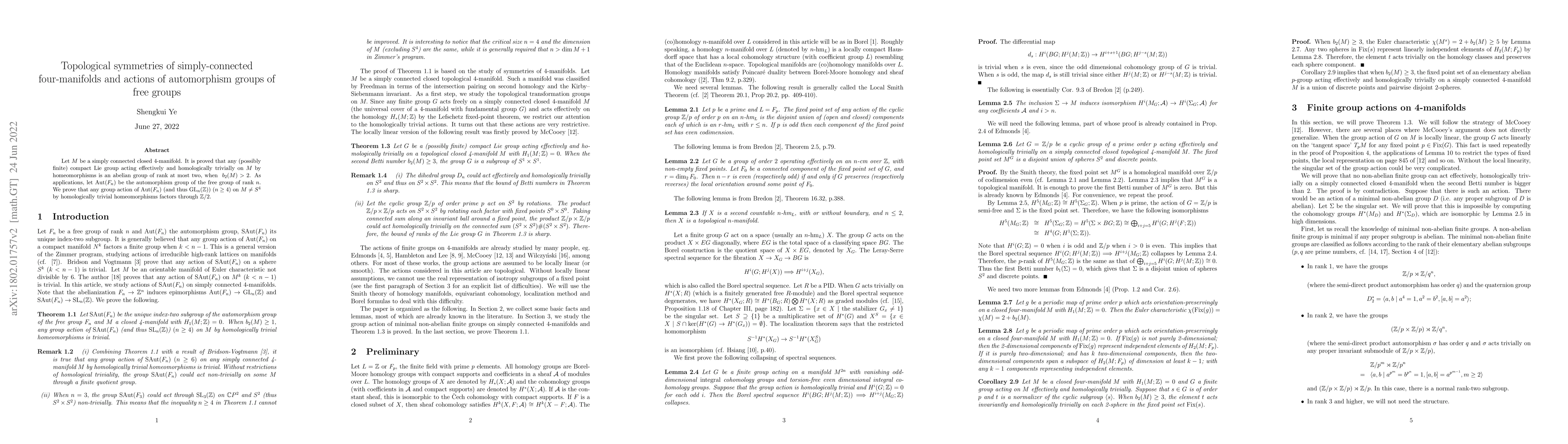 Thumbnail for Topological symmetries of simply-connected four-manifolds and actions of
  automorphism groups of free groups