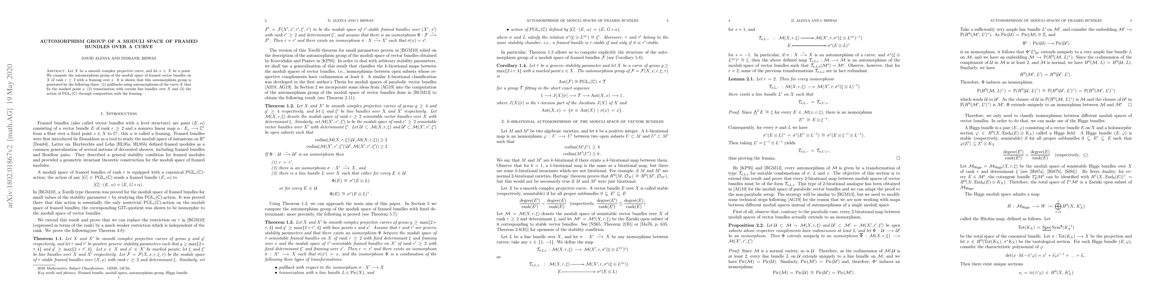 Thumbnail for Automorphism group of a moduli space of framed bundles over a curve