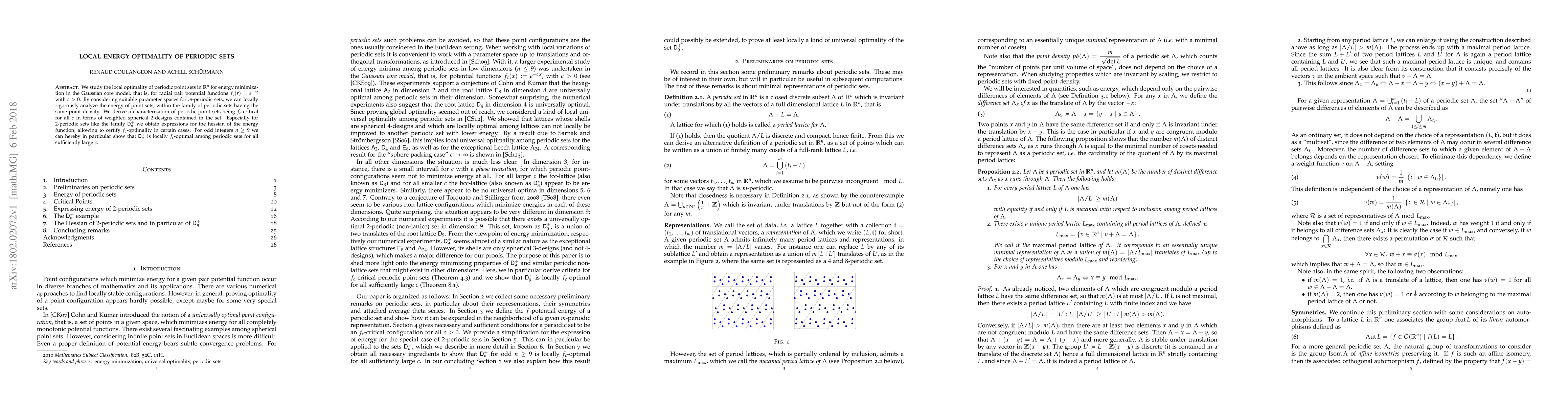 Thumbnail for Local Energy Optimality of Periodic Sets