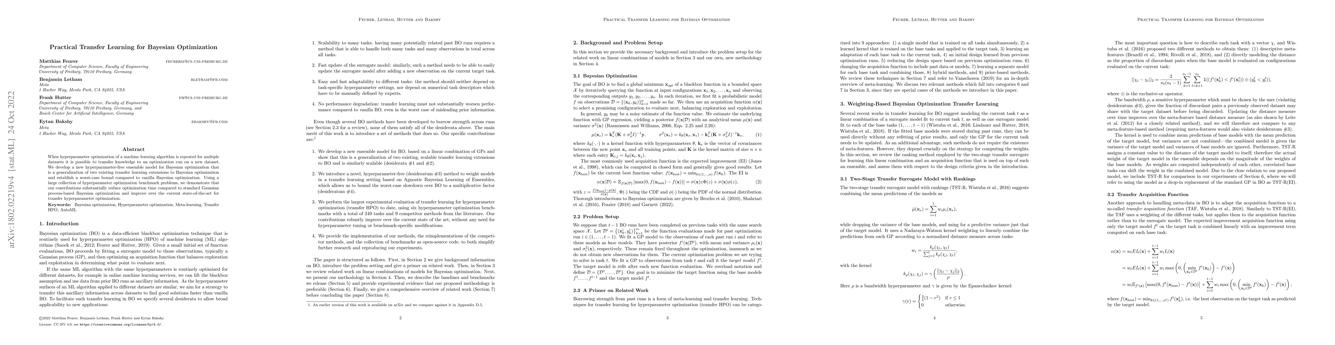 Thumbnail for Practical Transfer Learning for Bayesian Optimization