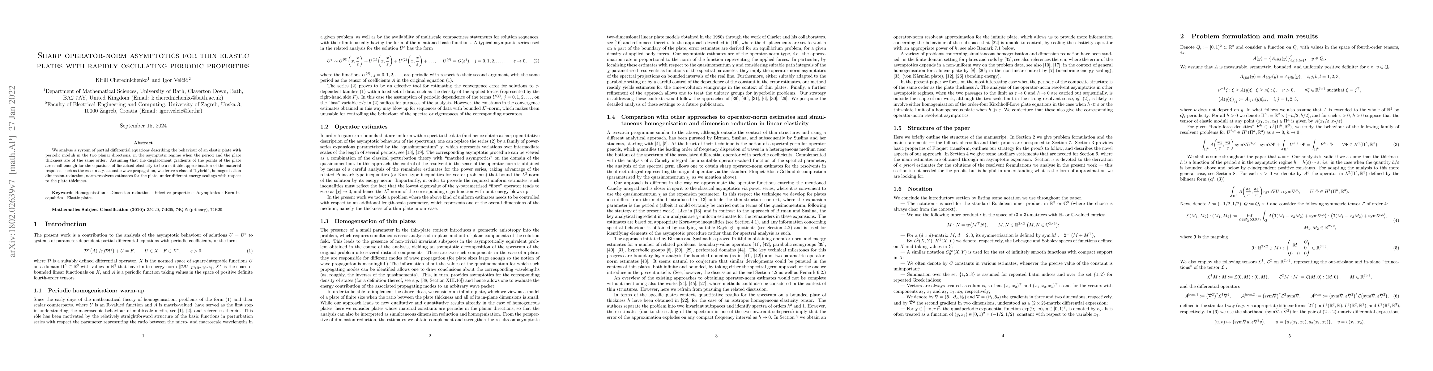 Thumbnail for Sharp operator-norm asymptotics for thin elastic plates with rapidly
  oscillating periodic properties
