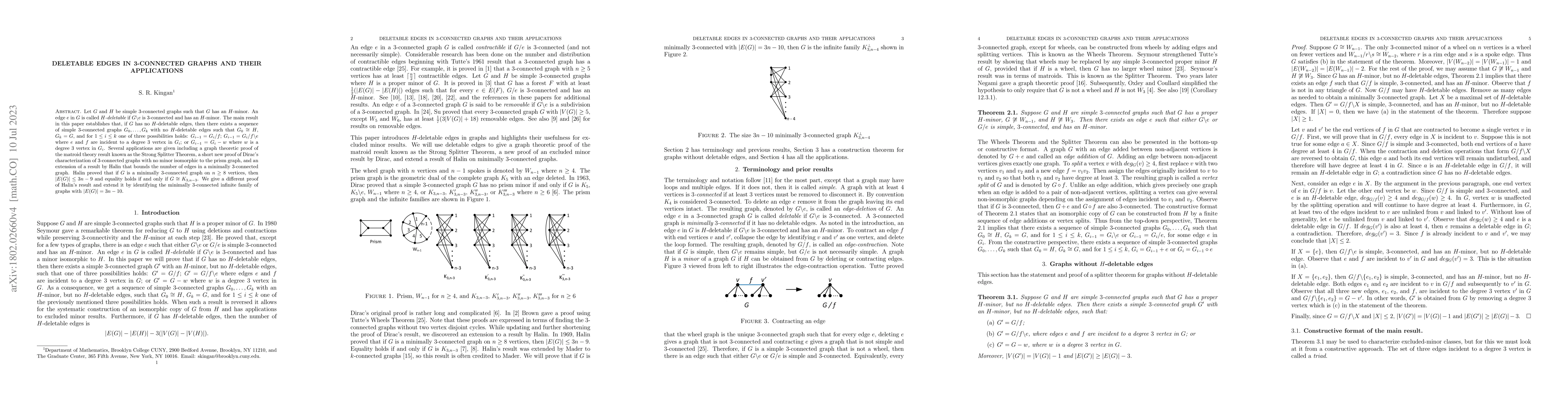 Thumbnail for Deletable edges in 3-connected graphs and their applications