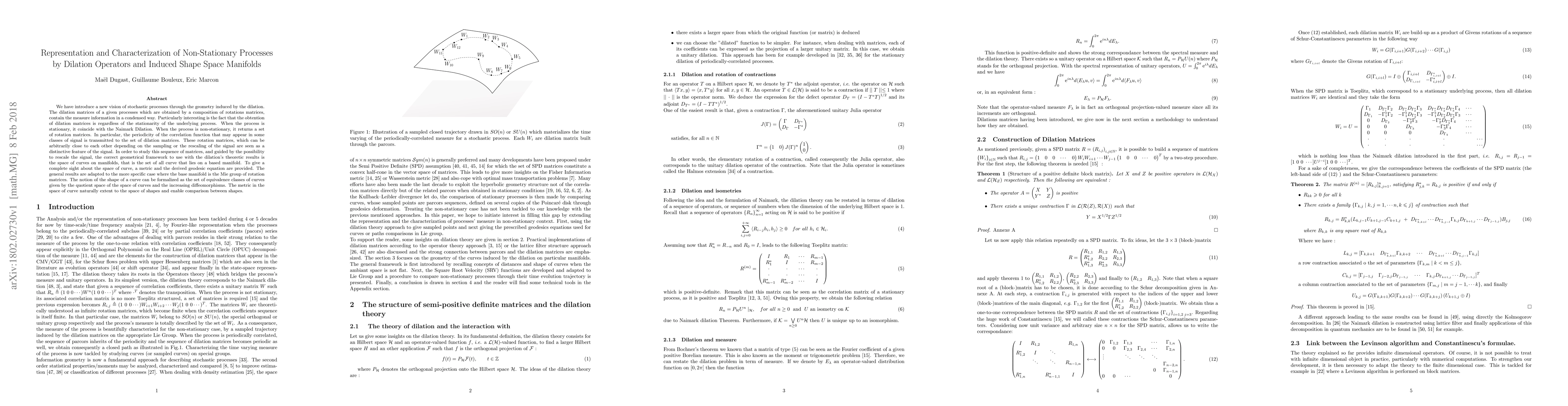 Thumbnail for Representation and Characterization of Non-Stationary Processes by
  Dilation Operators and Induced Shape Space Manifolds