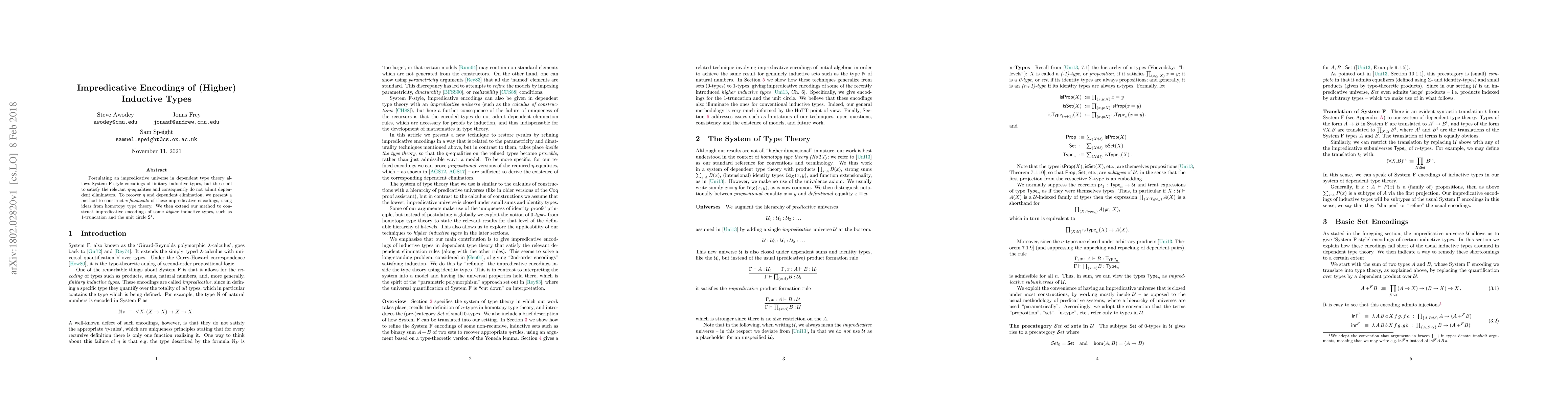 Thumbnail for Impredicative Encodings of (Higher) Inductive Types