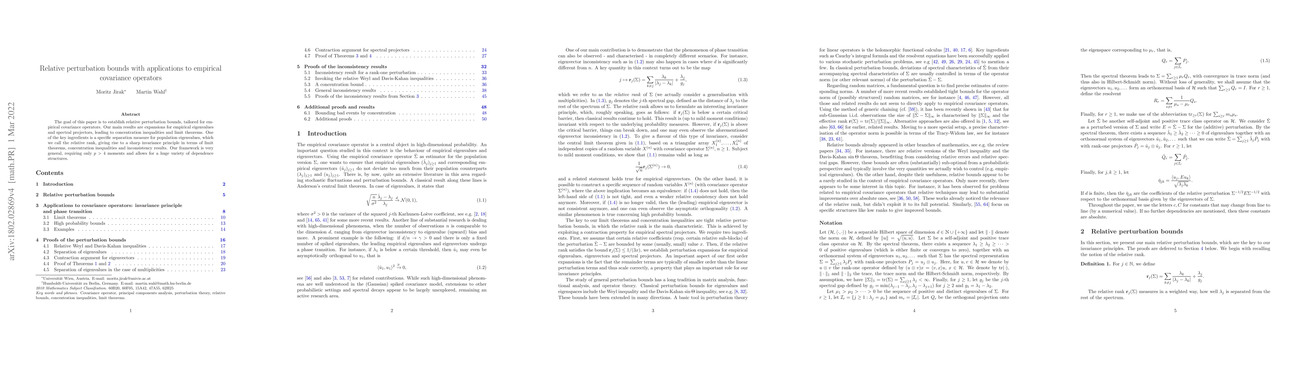 Thumbnail for Relative perturbation bounds with applications to empirical covariance
  operators