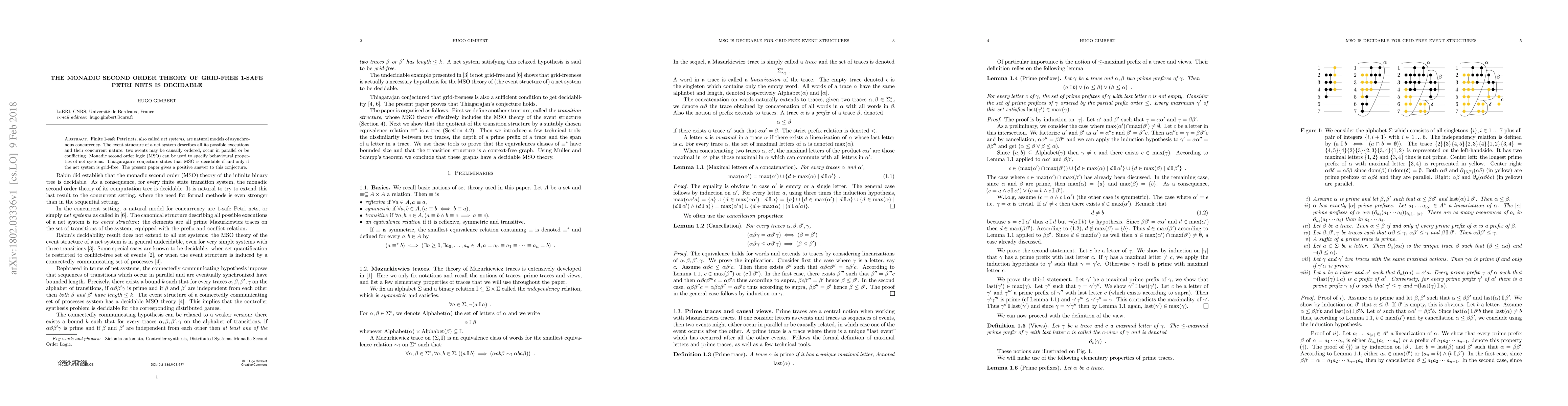 Thumbnail for The Monadic Second Order Theory of Grid-Free 1-Safe Petri Nets is
  Decidable