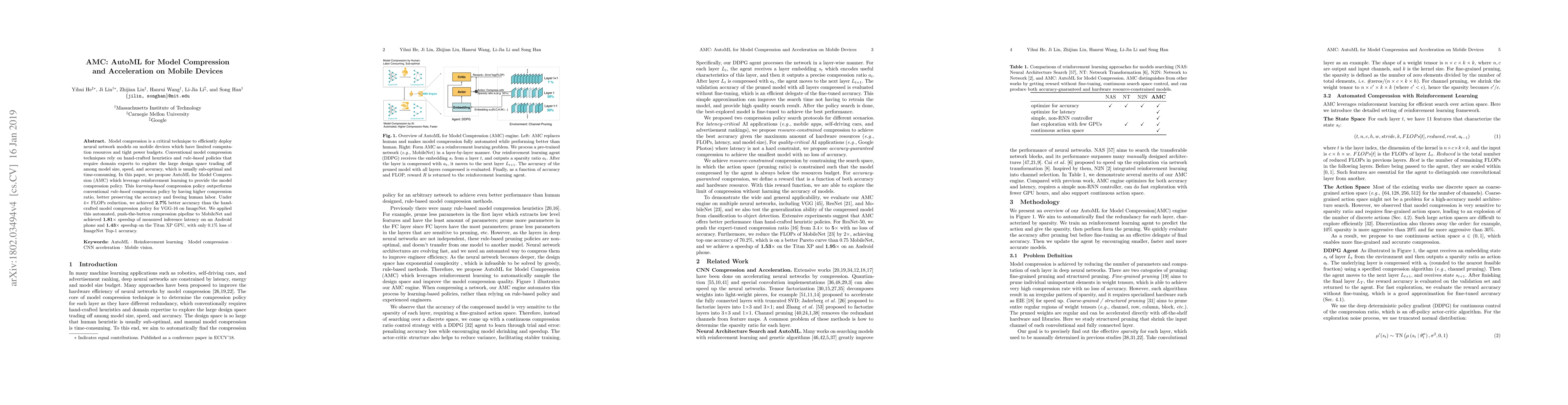 Thumbnail for AMC: AutoML for Model Compression and Acceleration on Mobile Devices