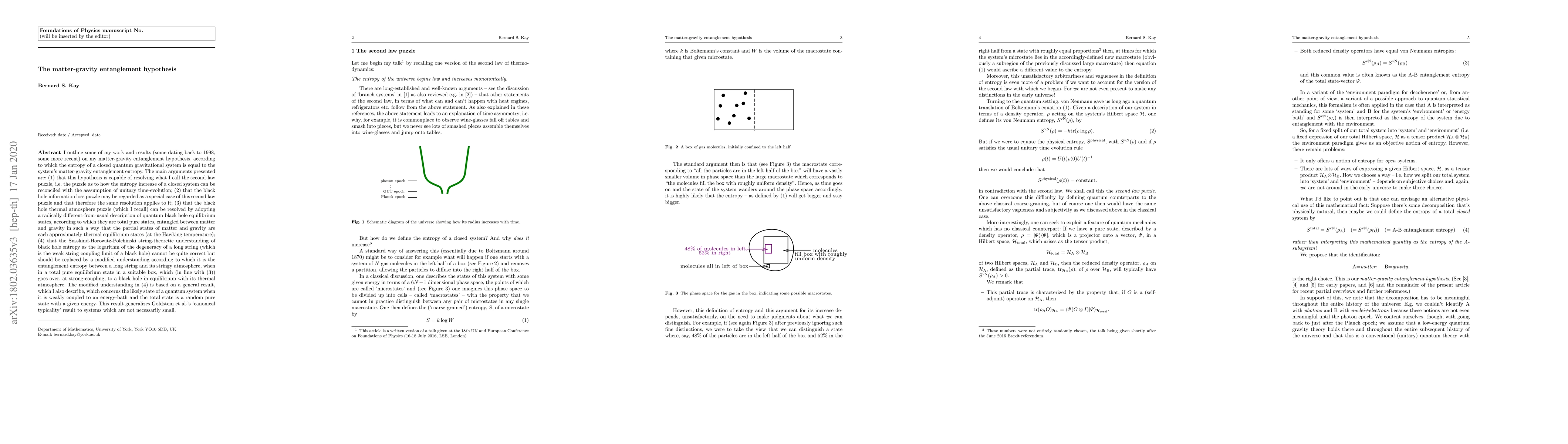 Thumbnail for The matter-gravity entanglement hypothesis