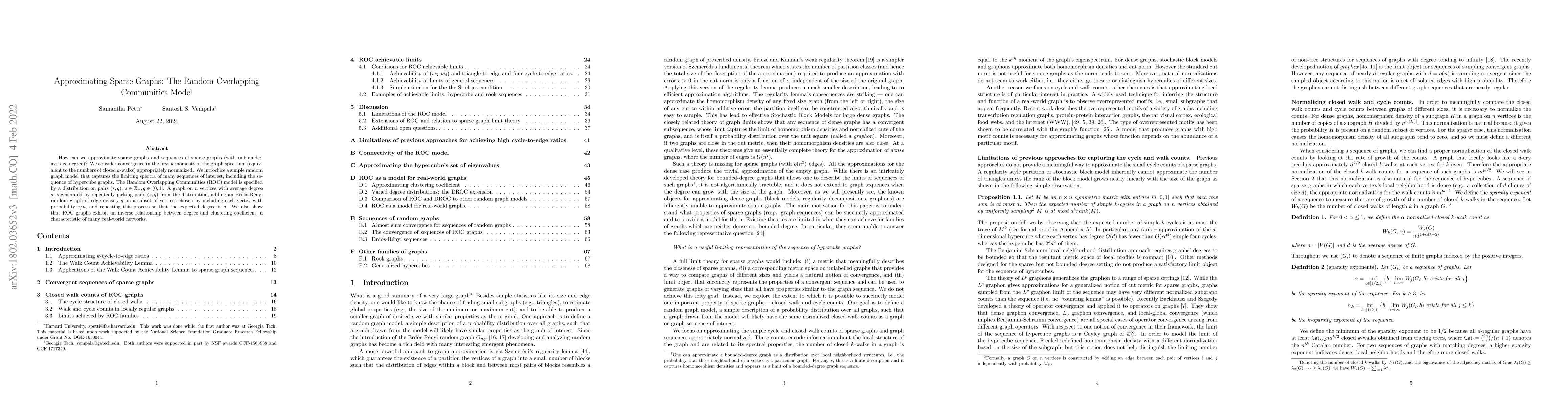 Thumbnail for Approximating Sparse Graphs: The Random Overlapping Communities Model
