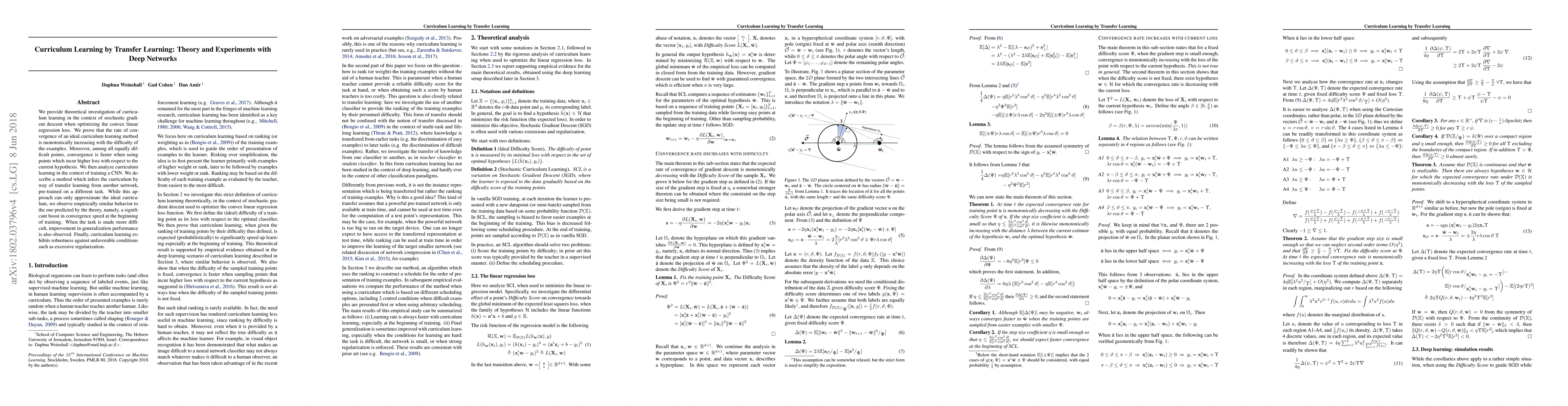 Thumbnail for Curriculum Learning by Transfer Learning: Theory and Experiments with
  Deep Networks