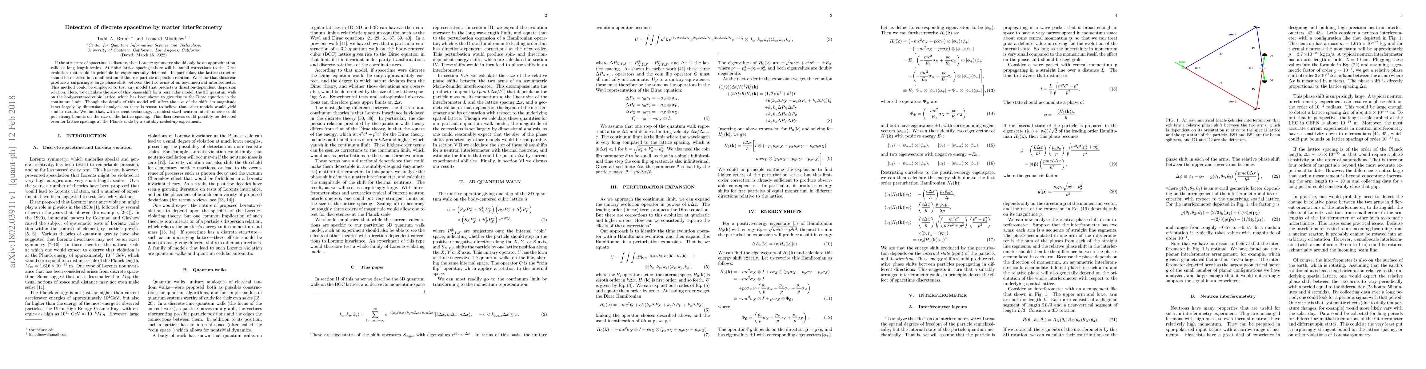 Thumbnail for Detection of discrete spacetime by matter interferometry