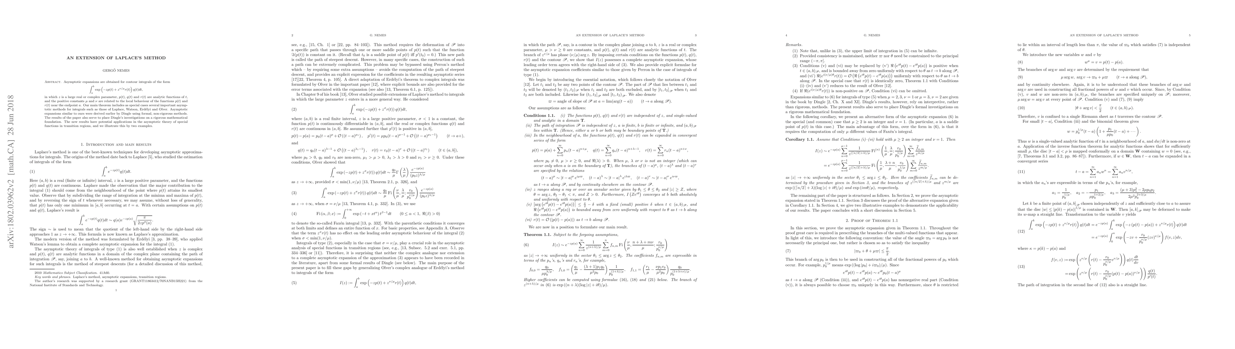 Thumbnail for An extension of Laplace's method