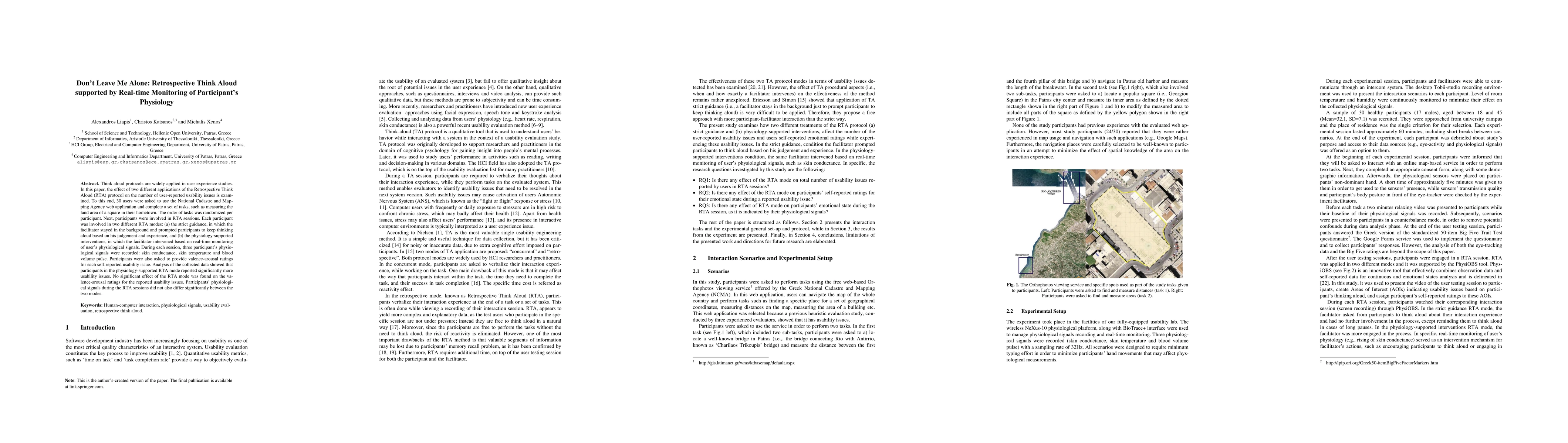 Thumbnail for Don't Leave Me Alone: Retrospective Think Aloud supported by Real-time
  Monitoring of Participant's Physiology
