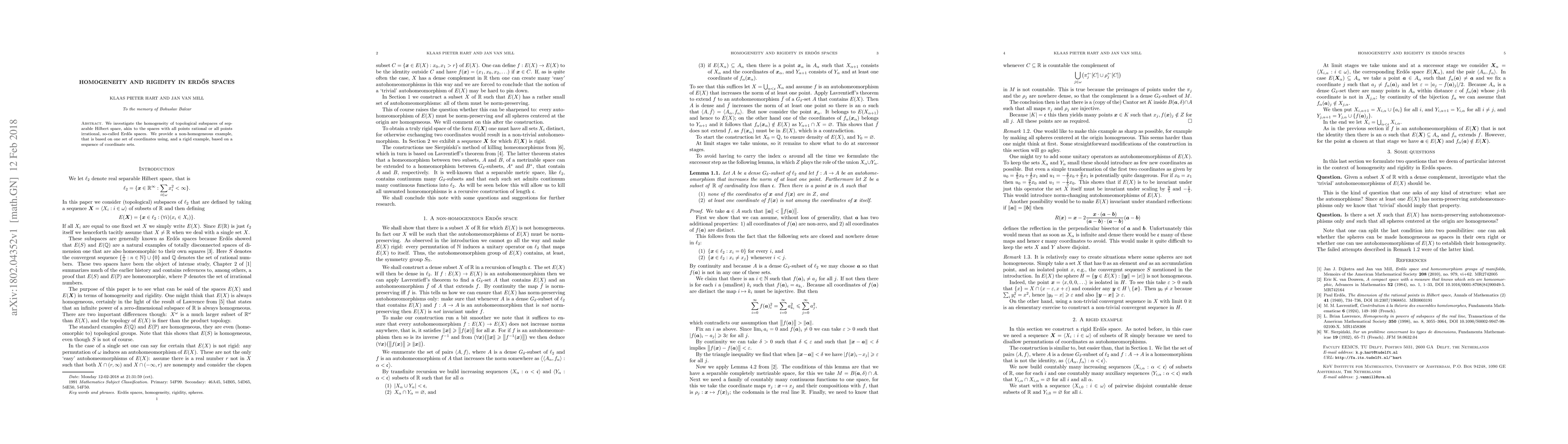 Thumbnail for Homogeneity and rigidity in Erd\H{o}s spaces