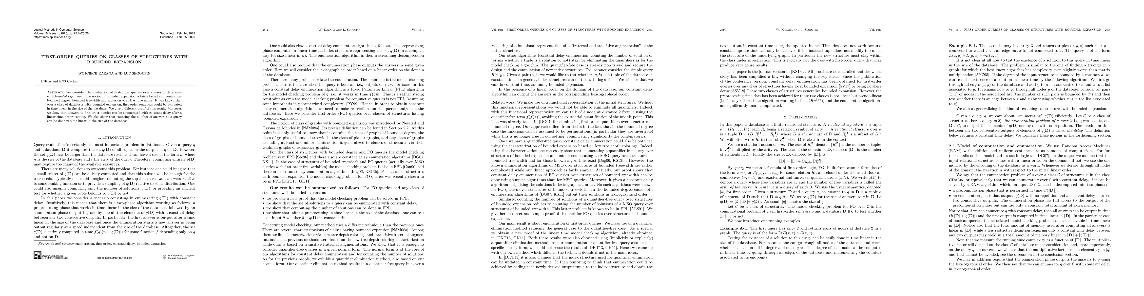Thumbnail for First-order queries on classes of structures with bounded expansion