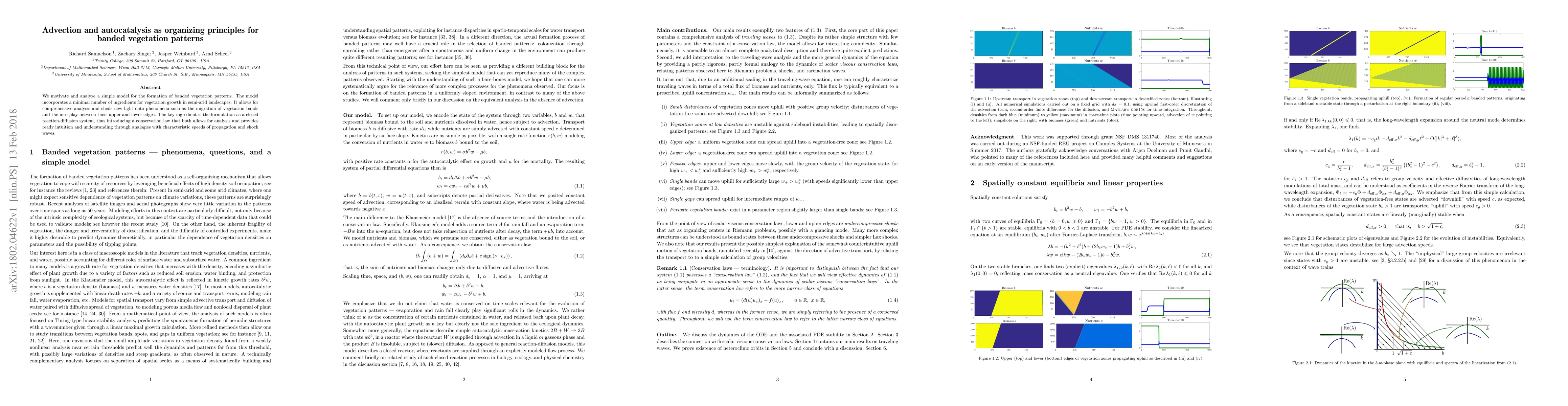 Thumbnail for Advection and autocatalysis as organizing principles for banded
  vegetation patterns