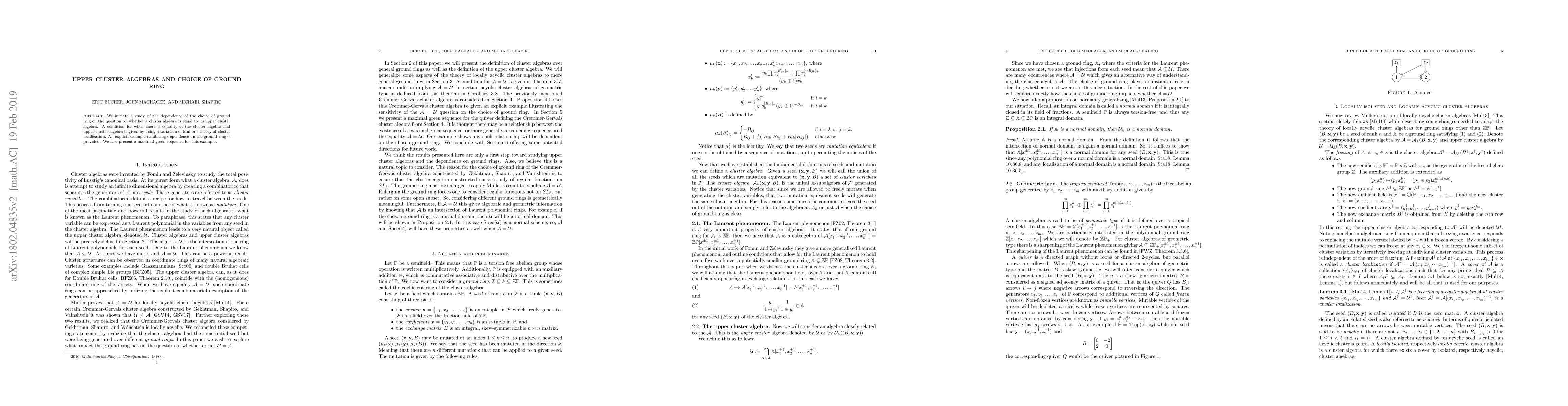 Thumbnail for Upper cluster algebras and choice of ground ring