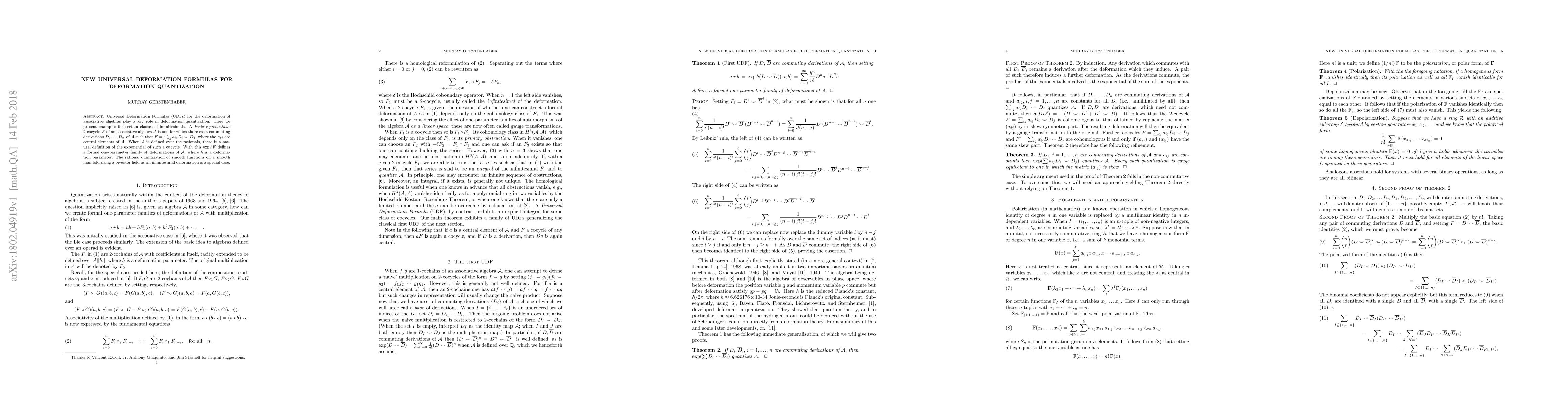 Thumbnail for New Universal Deformation Formulas for deformation quantization