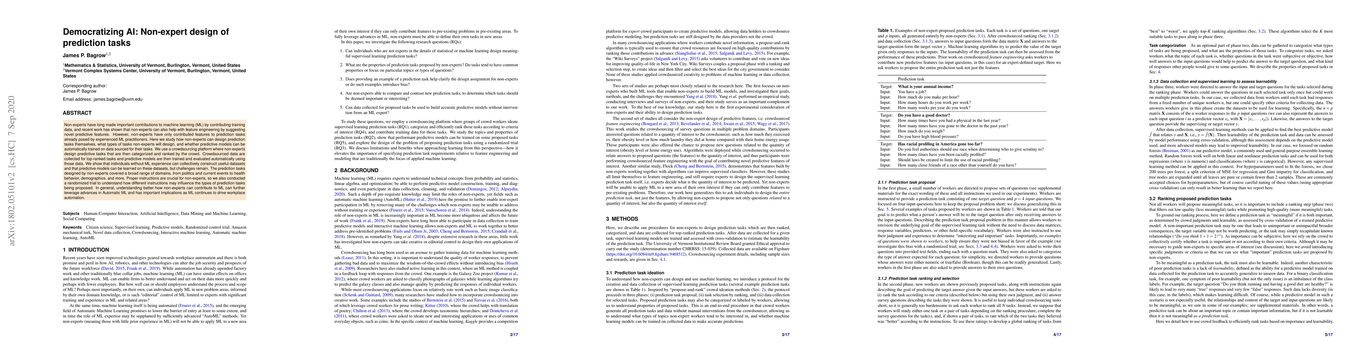 Thumbnail for Democratizing AI: Non-expert design of prediction tasks