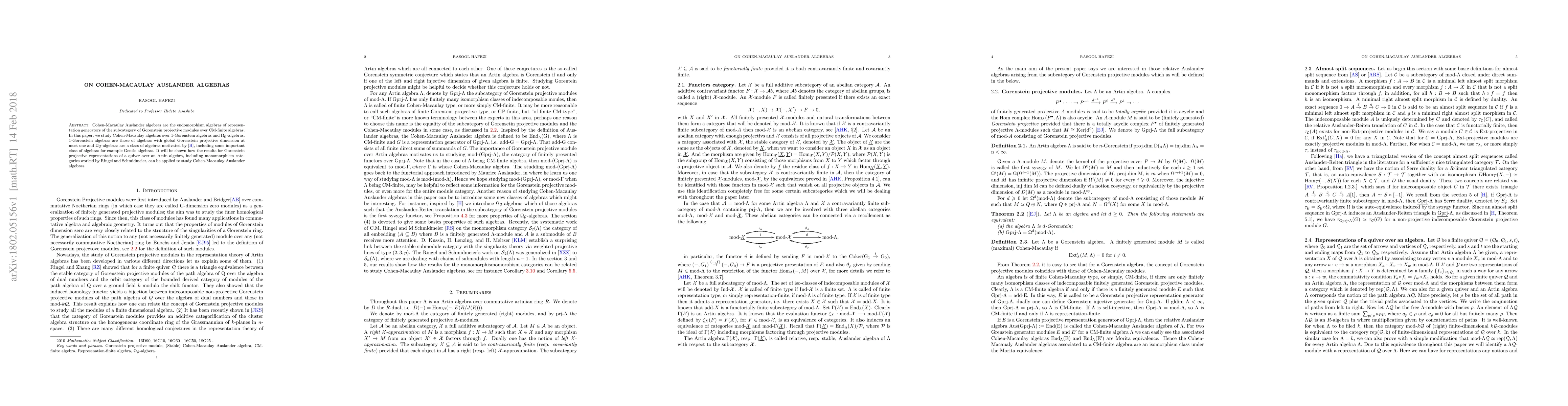 Thumbnail for On Cohen-Macaulay Auslander algebras
