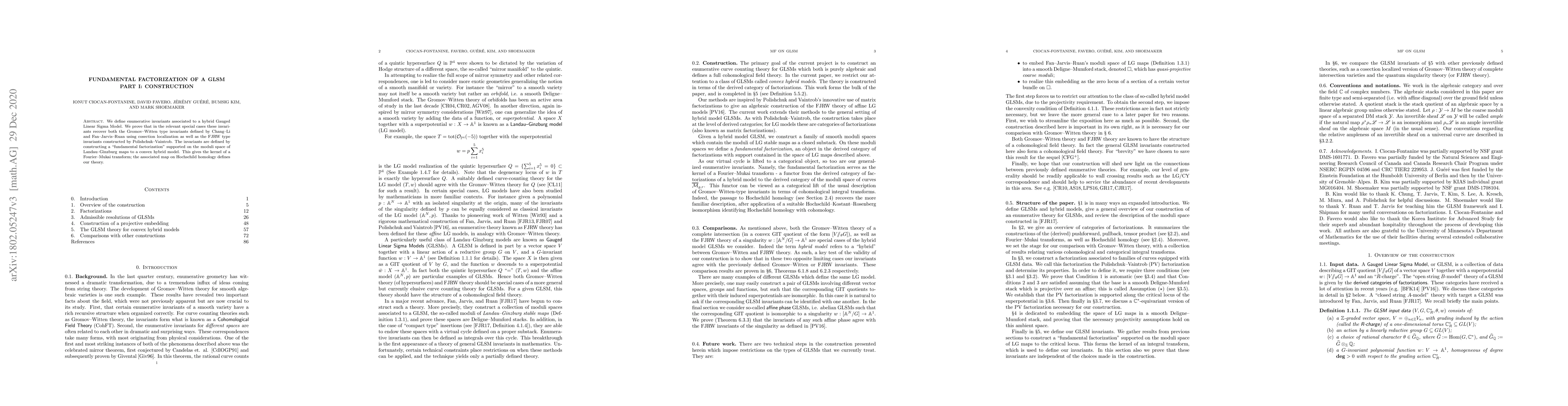 Thumbnail for Fundamental Factorization of a GLSM, Part I: Construction
