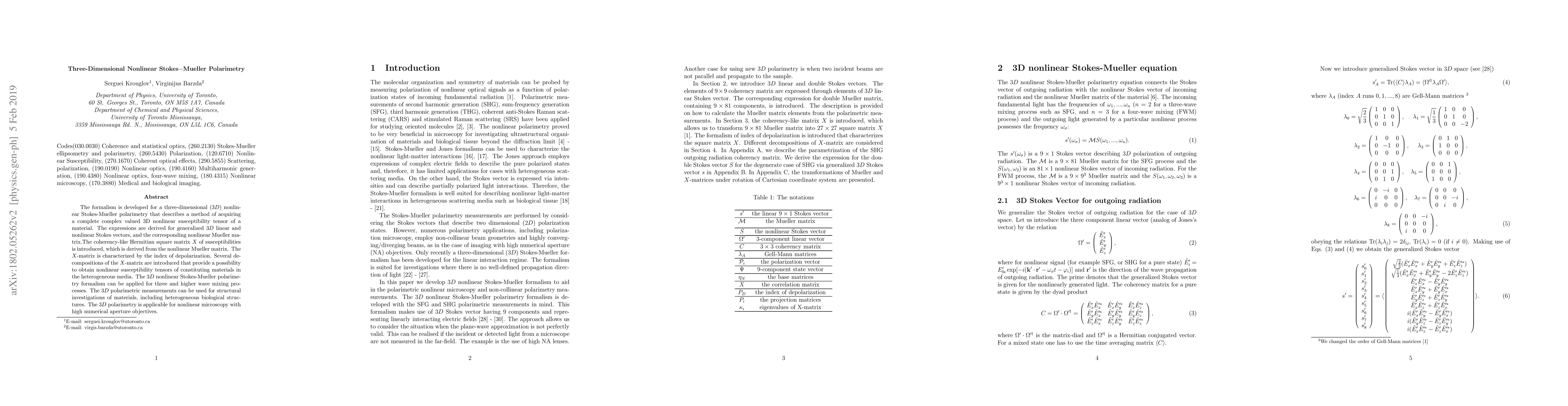 Thumbnail for Three-Dimensional Nonlinear Stokes - Mueller Polarimetry