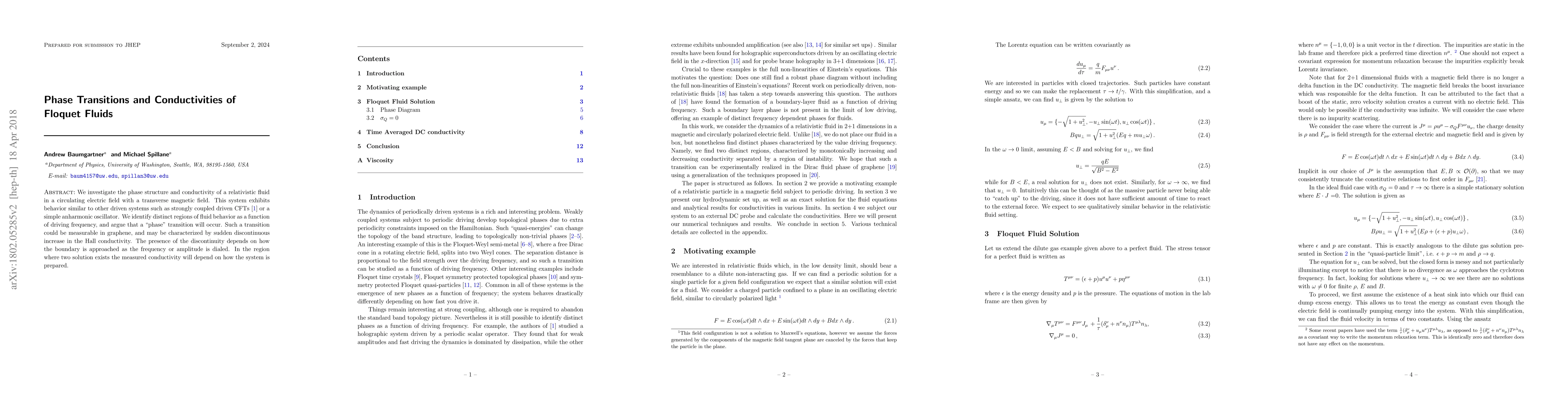 Thumbnail for Phase Transitions and Conductivties of Floquet Fluids