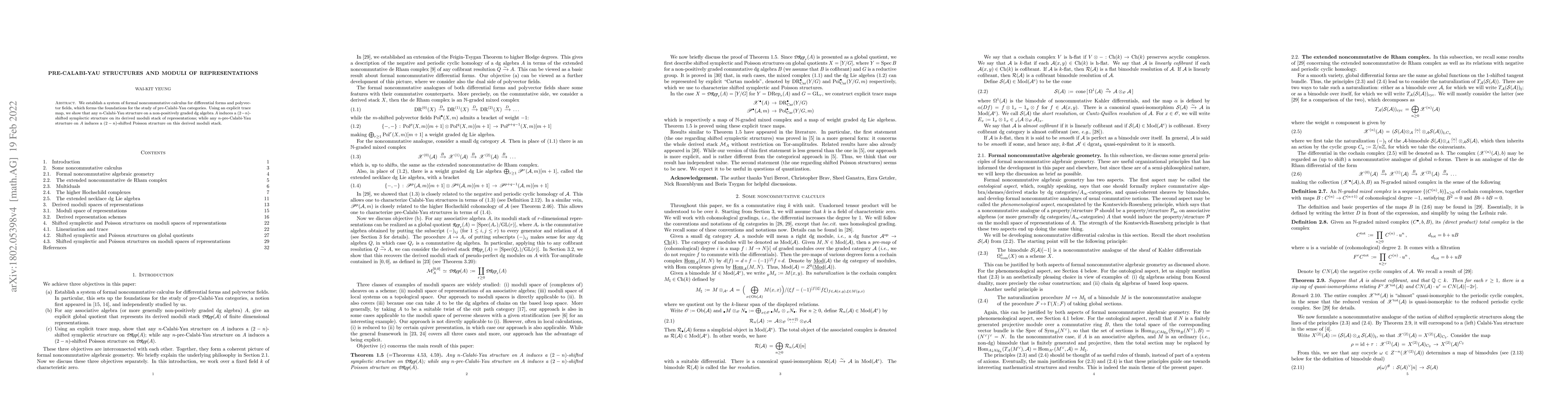 Thumbnail for Pre-Calabi-Yau structures and moduli of representations