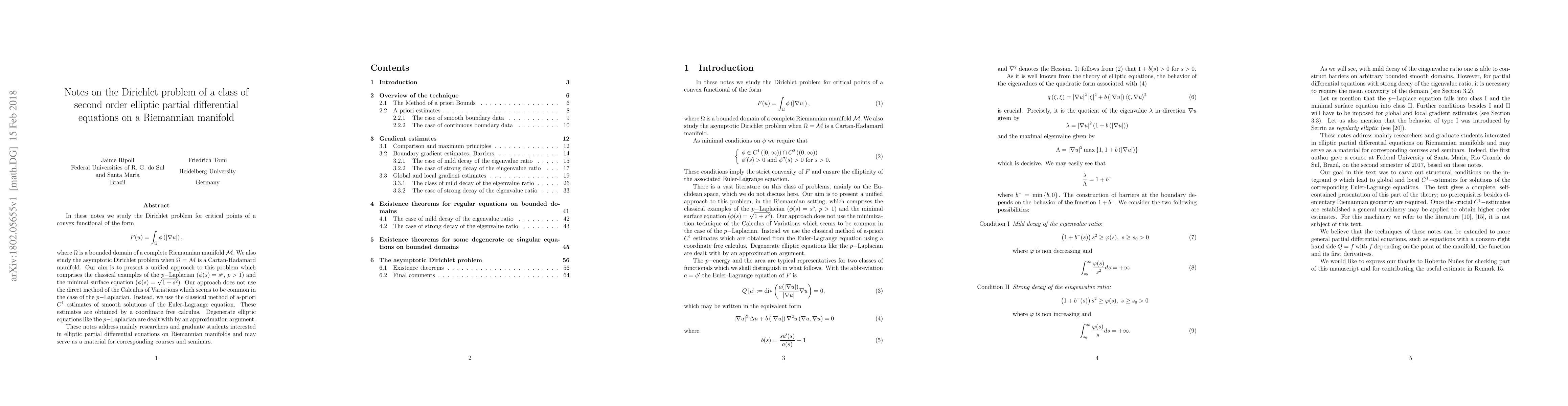 Thumbnail for Notes on the Dirichlet problem of a class of second order elliptic
  partial differential equations on a Riemannian manifold