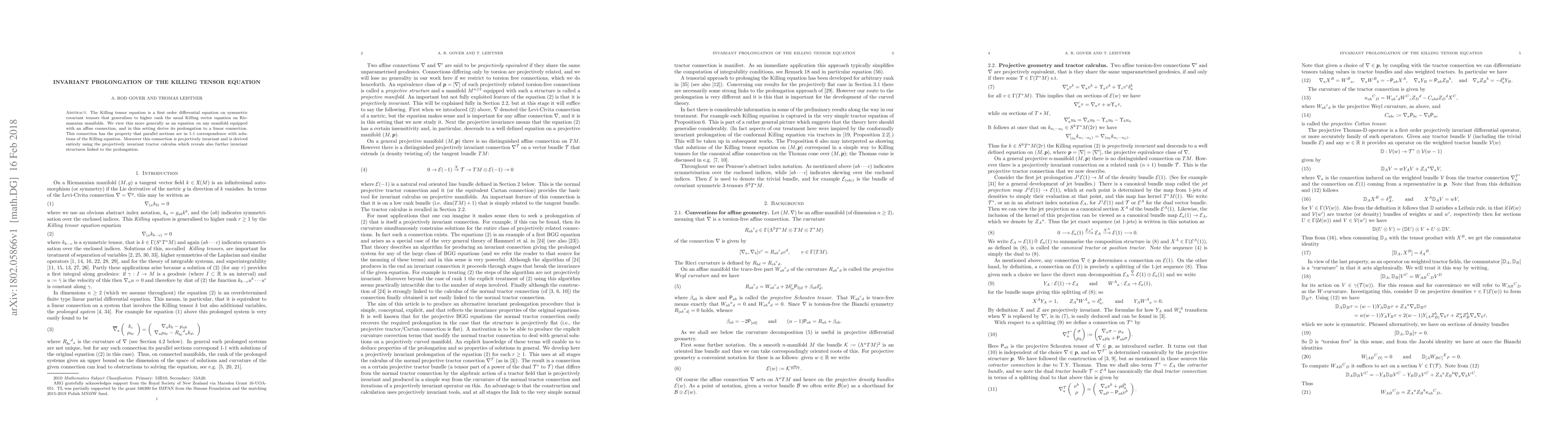 Thumbnail for Invariant prolongation of the Killing tensor equation