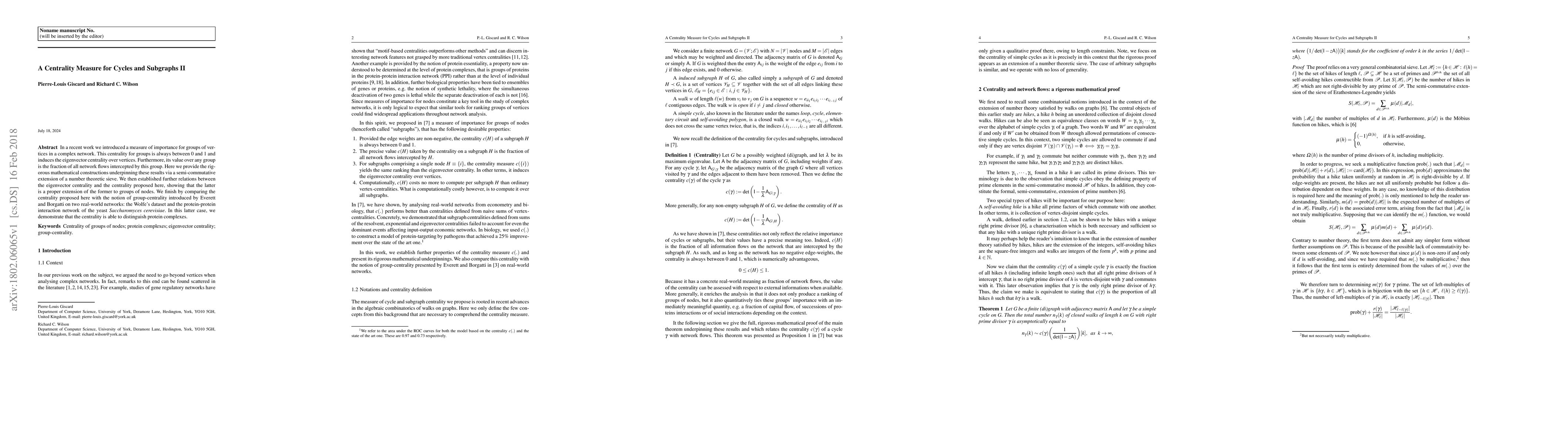 Thumbnail for A Centrality Measure for Cycles and Subgraphs II