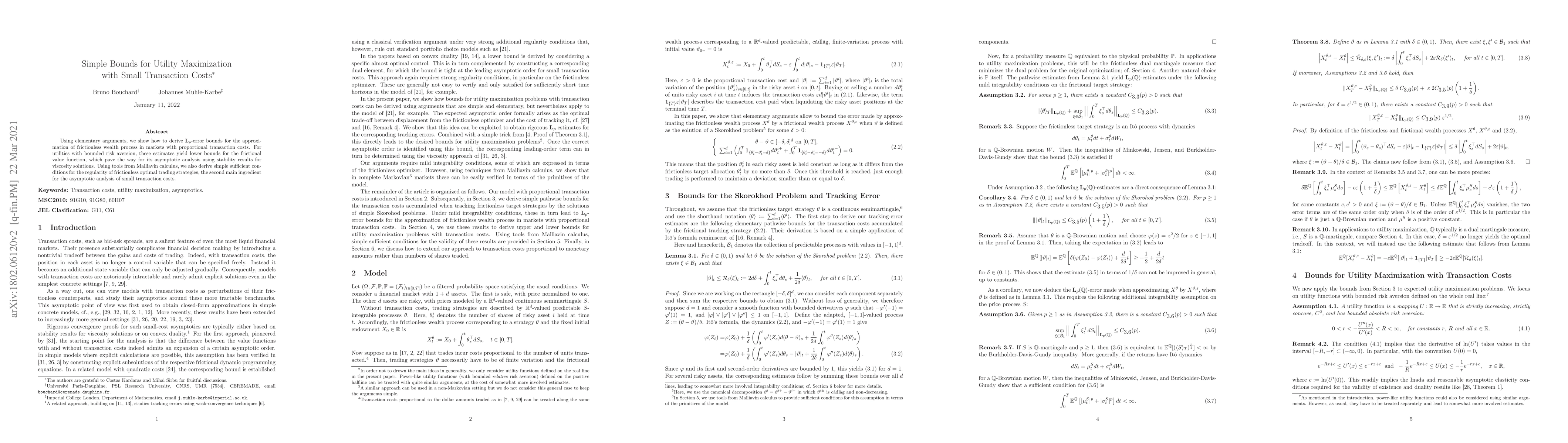 Thumbnail for Simple Bounds for Utility Maximization with Small Transaction Costs