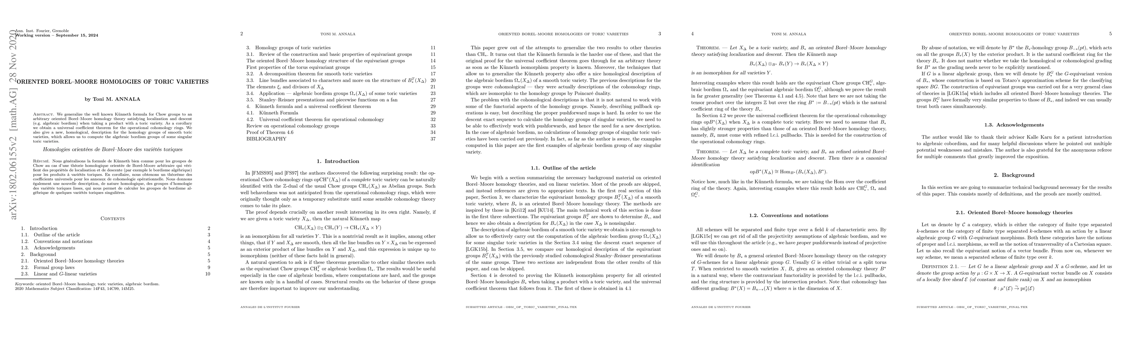 Thumbnail for Oriented Borel-Moore homologies of toric varieties