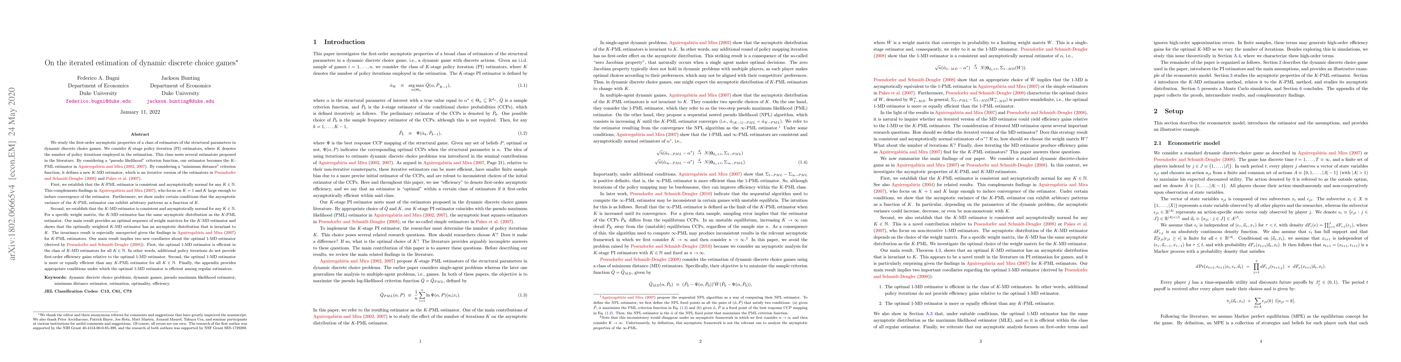 Thumbnail for On the iterated estimation of dynamic discrete choice games