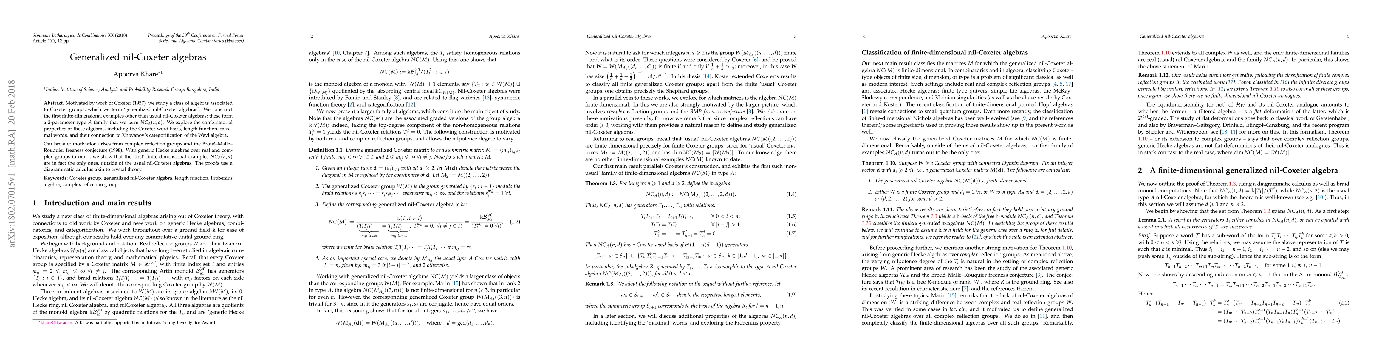 Thumbnail for Generalized nil-Coxeter algebras