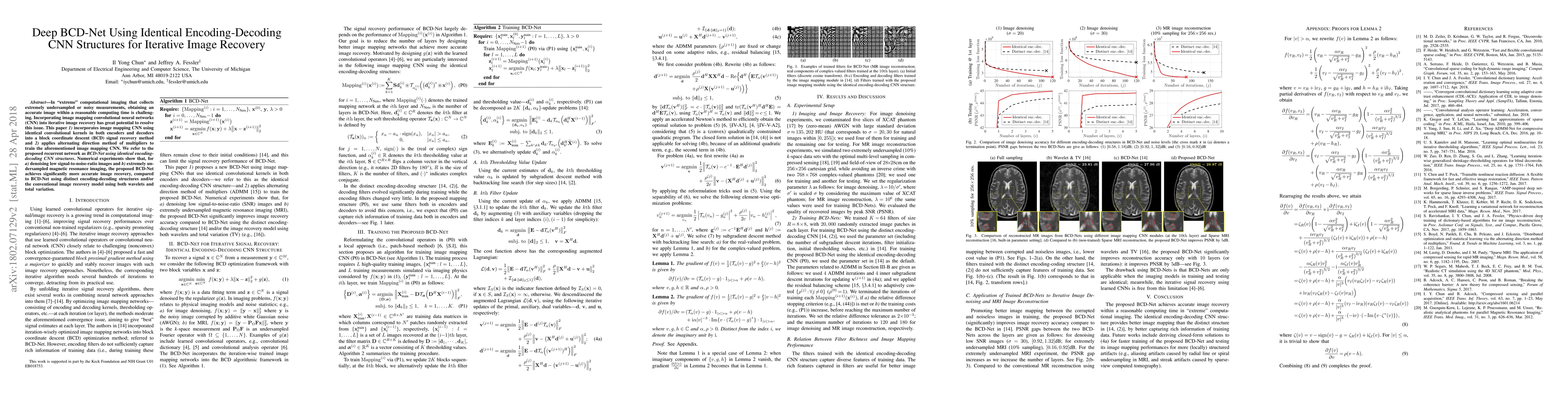 Thumbnail for Deep BCD-Net Using Identical Encoding-Decoding CNN Structures for
  Iterative Image Recovery
