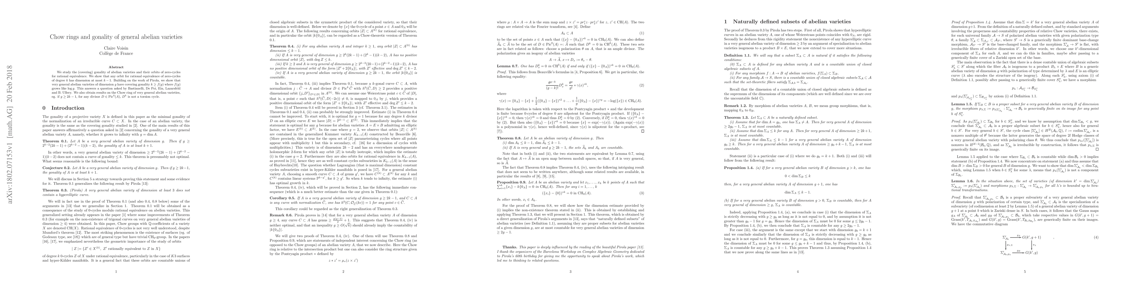 Thumbnail for Chow rings and gonality of general abelian varieties
