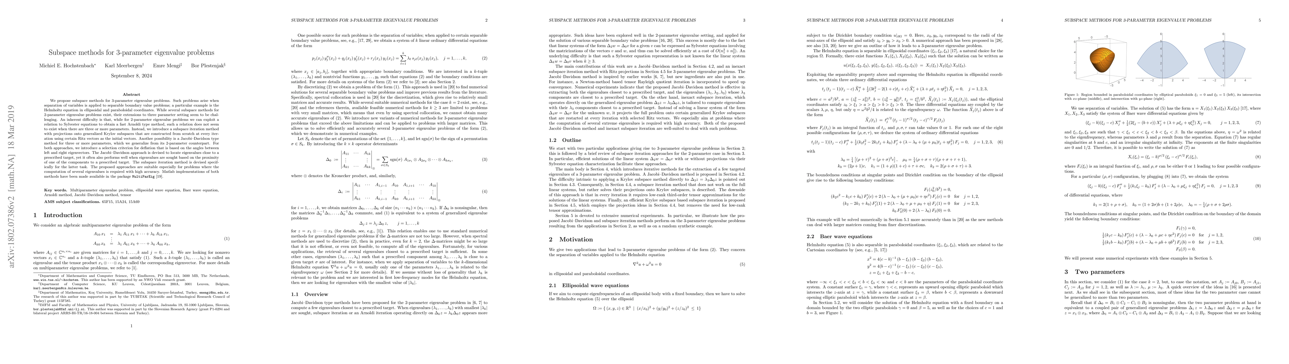 Thumbnail for Subspace Methods for 3-Parameter Eigenvalue Problems
