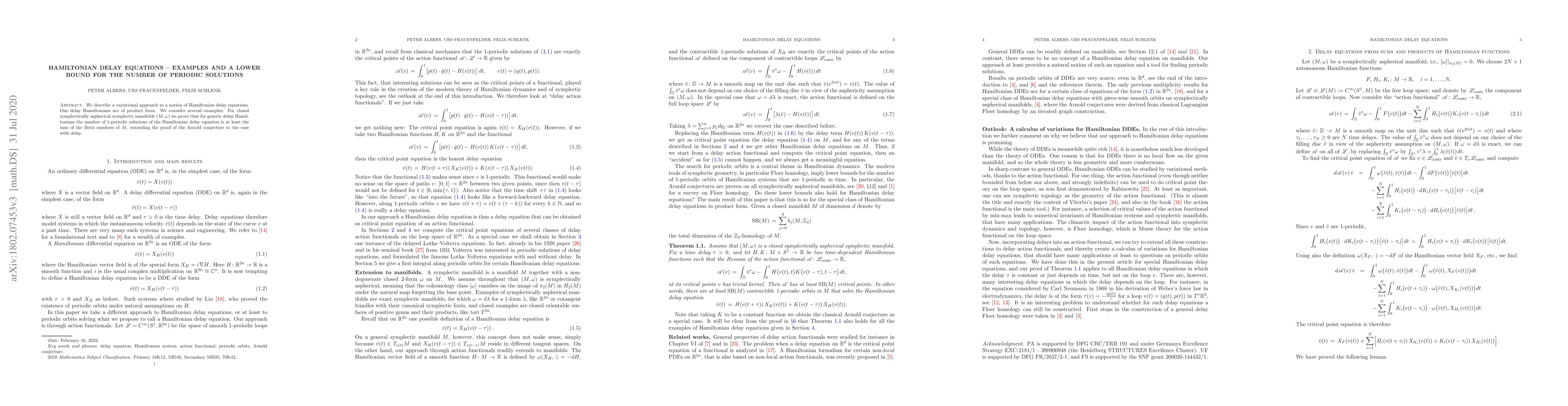 Thumbnail for Hamiltonian delay equations -- examples and a lower bound for the number
  of periodic solutions
