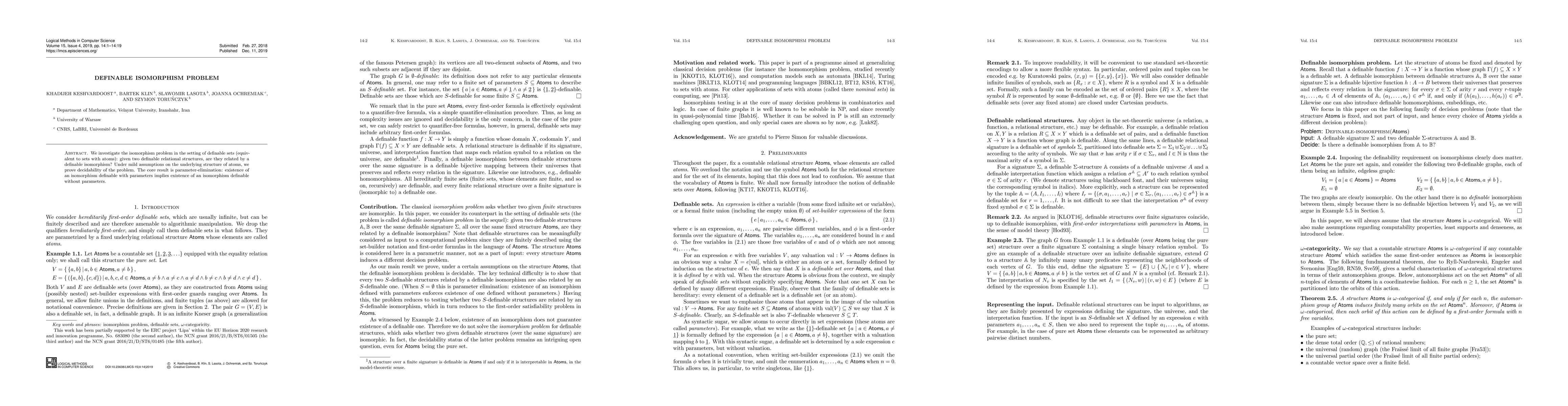 Thumbnail for Definable isomorphism problem