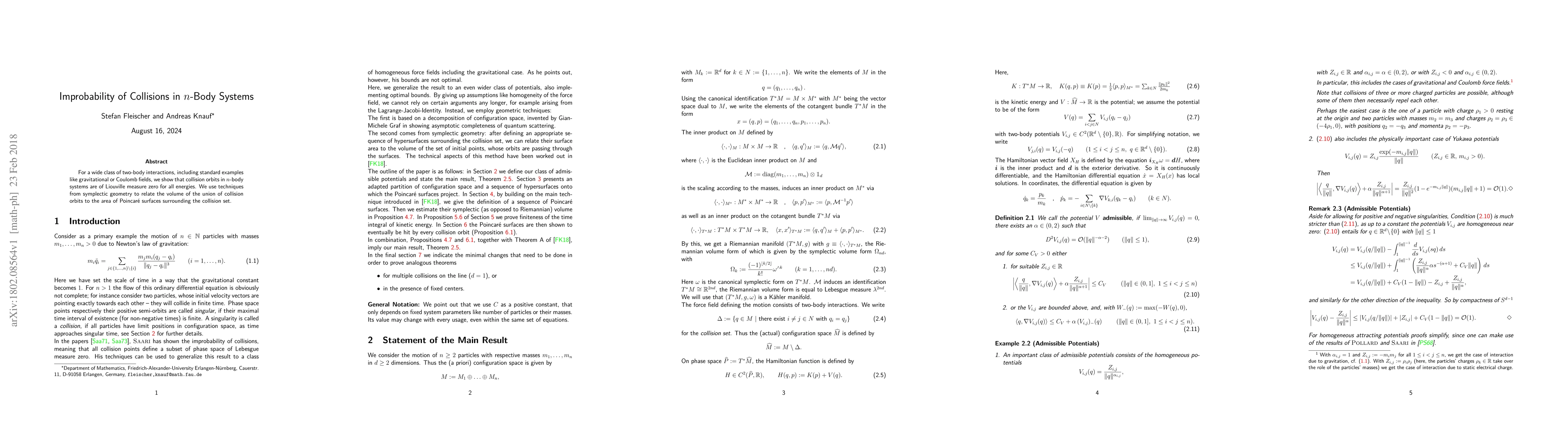 Thumbnail for Improbability of Collisions in $n$-Body Systems